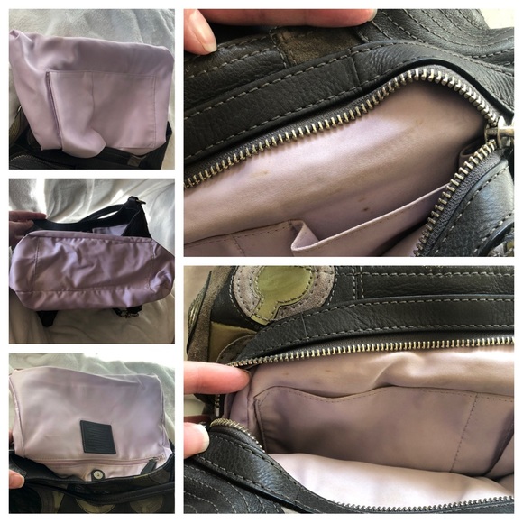 COACH Maggie Mia Inlaid “C” Leather/Suede/Fabric Patchwork Hobo Shoulder Bag - Picture 15 of 16